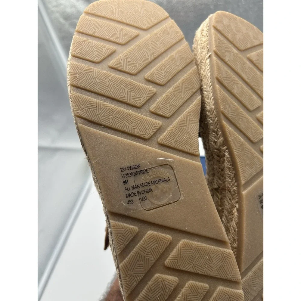 New White Mountain‎ Stride Espadrille Wedge Heel Ankle Strap Sandals Tan Size 9M